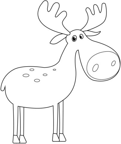 Cute Moose Coloring Page